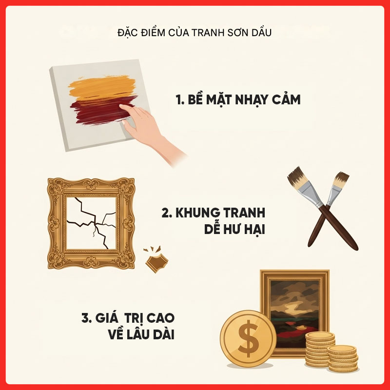 Đặc điểm chính của tranh sơn dầu cần chú ý khi gửi đi Úc